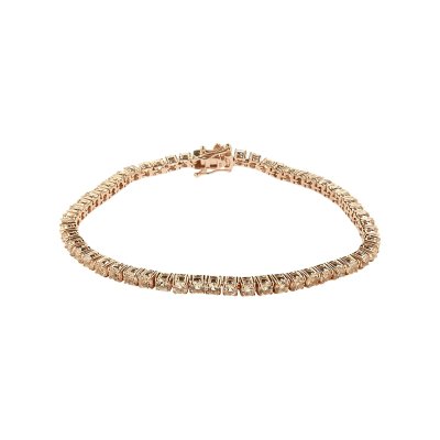 Sterling Silver Pink Morganite Round 3 mm Bracelet Over Rose Gold Plated 7.25 Inches