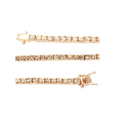 Sterling Silver Pink Morganite Round 3 mm Bracelet Over Rose Gold Plated 7.25 Inches