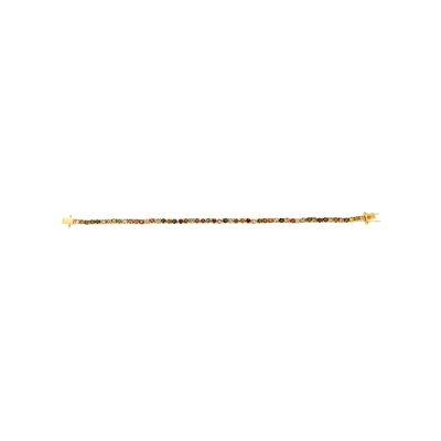 Sterling Silver Multi Tourmaline Round 3 mm Bracelet Over 18K Yellow Gold Plated 7.25 Inches
