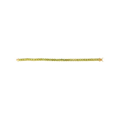 Sterling Silver Peridot Round 5 mm Bracelet Over 18K Yellow Gold Plated 7.25 Inches