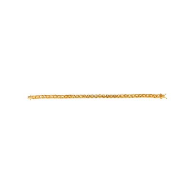 Sterling Silver Citrine Round 5 mm Bracelet Over 18K Yellow Gold Plated 7.25 Inches