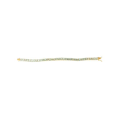 Sterling Silver Sky Blue Topaz Round 5 mm Bracelet Over 18K Yellow Gold Plated 7.25 Inches