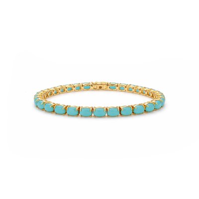 Sterling Silver Sleeping Beauty Turquoise Over 18K Yellow Gold Plated 7.25 Inches