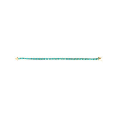 Sterling Silver Sleeping Beauty Turquoise Over 18K Yellow Gold Plated 7.25 Inches