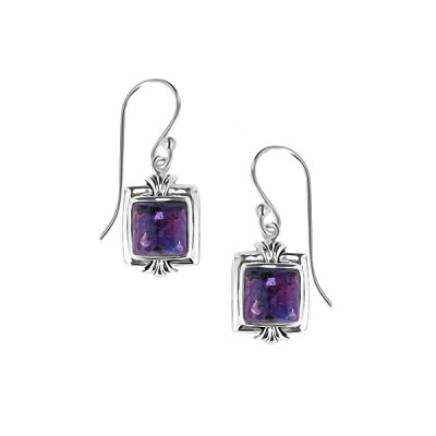 Sterling Silver Purple Turquoise Earrings