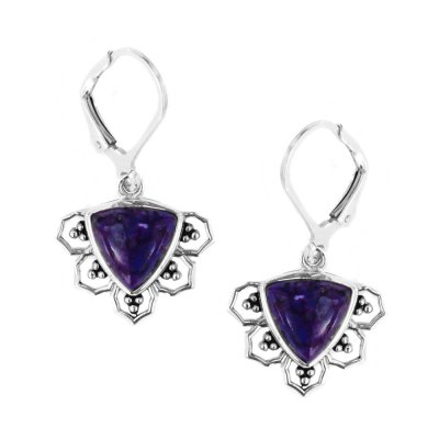 Sterling Silver Purple Turquoise Earrings