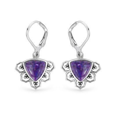 Sterling Silver Purple Turquoise Earrings