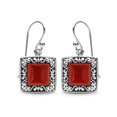 Sterling Silver Red Jasper Earrings