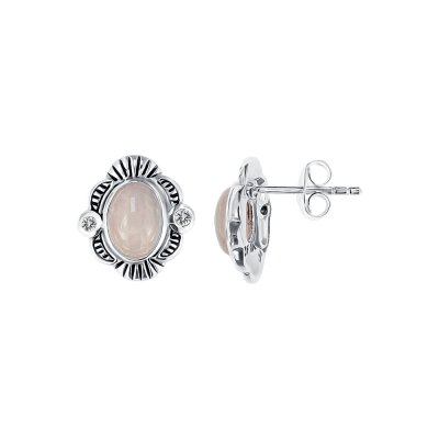 Sterling Silver Rose Quartz With White Topaz Earrings