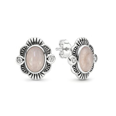 Sterling Silver Rose Quartz With White Topaz Earrings