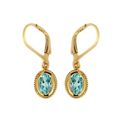 Sterling Silver Sky Blue Topaz Earrings Over 18K Yellow Gold Plated