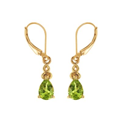 Sterling Silver Peridot Earrings Over 18K Yellow Gold Plated