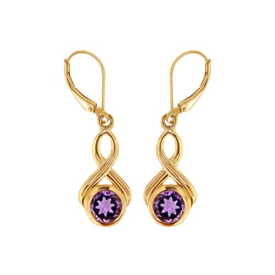 Sterling Silver Amethyst Earrings Over 18K Yellow Gold Plated