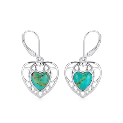 Sterling Silver turquoise Heart Earrings