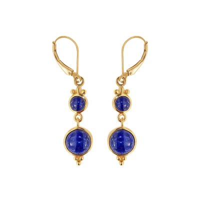Sterling Silver Lapis Lazuli Earrings Over 18K Yellow Gold Plated