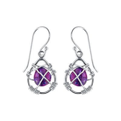 Sterling Silver Purple Turquoise Earrings