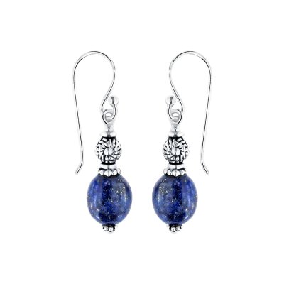 Sterling Silver Lapis Lazuli Bead Earrings