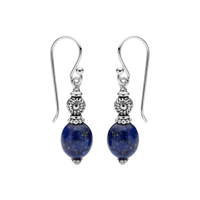 Sterling Silver Lapis Lazuli Bead Earrings