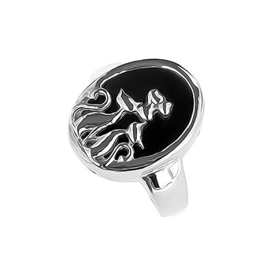 Sterling Silver Black Onyx Cat Ring