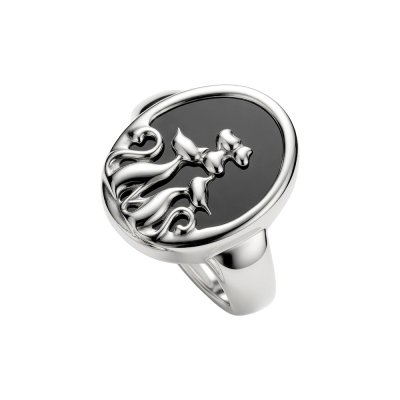 Sterling Silver Black Onyx Cat Ring