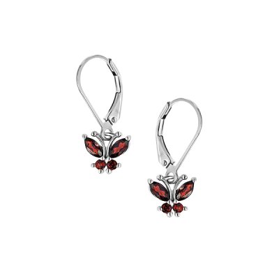 Sterling Silver Garnet Butterfly Earrings