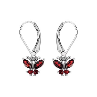 Sterling Silver Garnet Butterfly Earrings