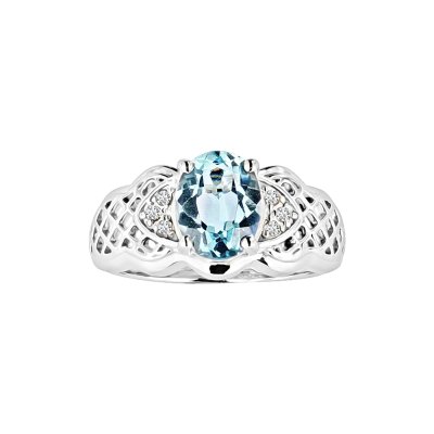 Sterling Silver Sky Blue Topaz and White Topaz Ring