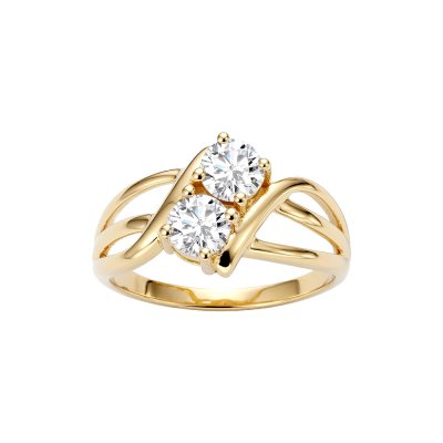 Sterling Silver White Cublic Zirconia Over 18K Yellow Gold Plated