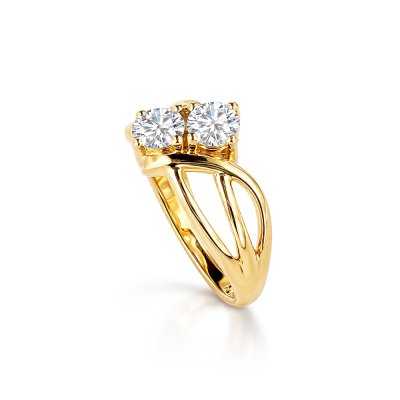 Sterling Silver White Cublic Zirconia Over 18K Yellow Gold Plated