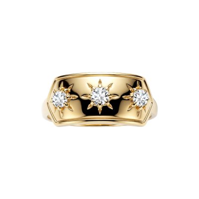 Sterling Silver White Cubic Zirconia Celestial Ring Over 18K Yellow Gold Plated