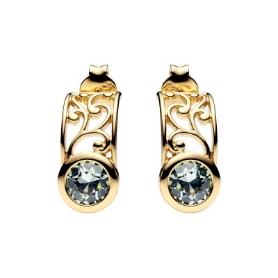 Sterling Silver Blue Topaz Filigree Earrings Over 18K Yellow Gold Plated