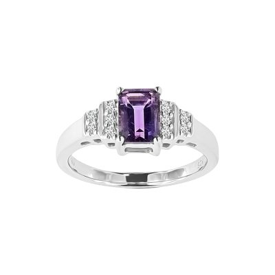 Sterling Silver  Amethyst and White Topaz Ring