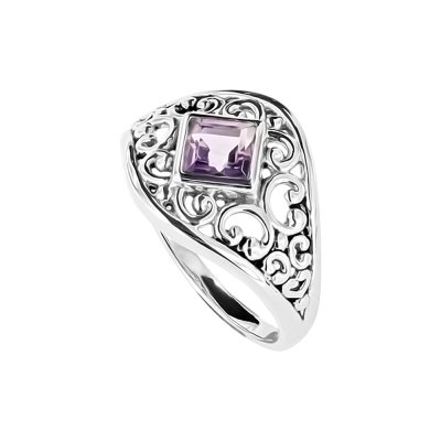 Sterling Silver Amethyst Filigree Ring