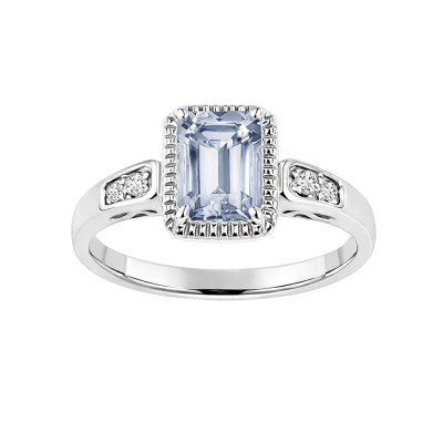 Sterling Silver Aquamarine and White Topaz Ring