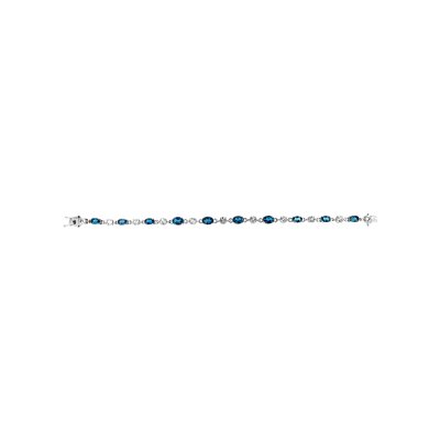 Sterling Silver London Blue Topaz and White Topaz Tennis Bracelet 7.25 Inches