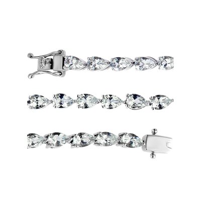 Sterling Silver Aquamarine Tennis Bracelet 7.25 Inches