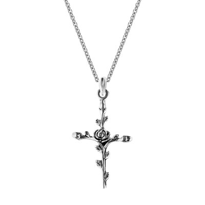 Sterling Silver Rose Pendant With Chian 18 Inches