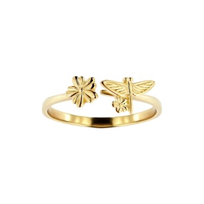 Sterling Silver Dragonfly Over 18K Yellow Gold Plated