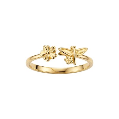 Sterling Silver Dragonfly Over 18K Yellow Gold Plated