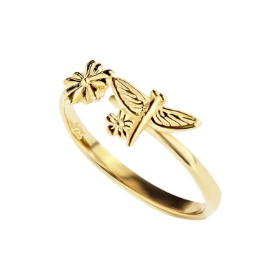 Sterling Silver Dragonfly Over 18K Yellow Gold Plated