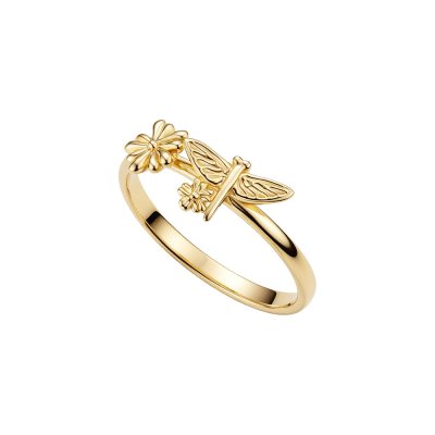 Sterling Silver Dragonfly Over 18K Yellow Gold Plated