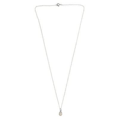 Sterling Silver Rainbow Moonstone Oval Pendant With Chain