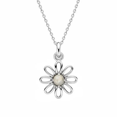 Sterling Silver Rainbow Moonstone Flower Pendant With Chain