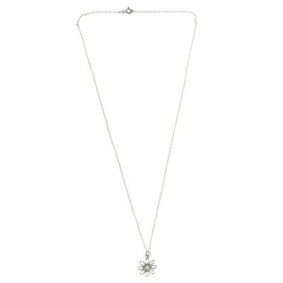 Sterling Silver Rainbow Moonstone Flower Pendant With Chain