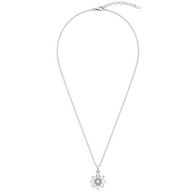 Sterling Silver Rainbow Moonstone Flower Pendant With Chain