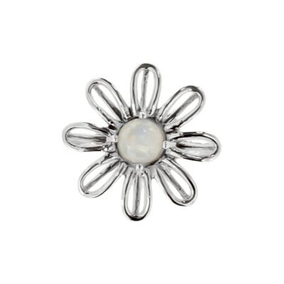 Sterling Silver Rainbow Moonstone Flower Ring