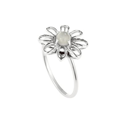 Sterling Silver Rainbow Moonstone Flower Ring