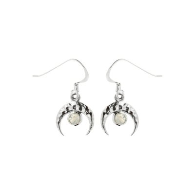 Sterling Silver Crescent Moon Boho Huggies Hoops