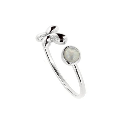 Sterling Silver Rainbow Moonstone Butterfly Ring
