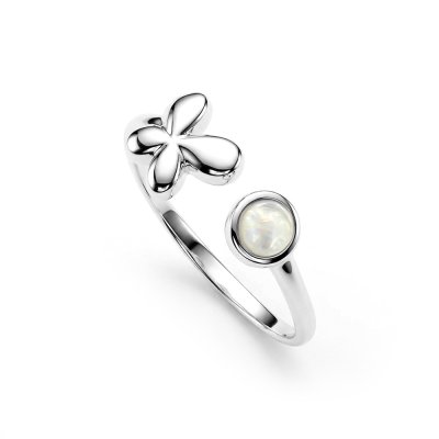 Sterling Silver Rainbow Moonstone Butterfly Ring